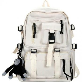 Preppy Style Black Youth Backpack – Waterproof, Versatile Design