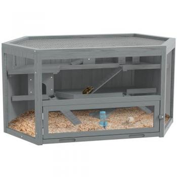 3-Tier Wooden Gerbil Playground with Sliding Tray