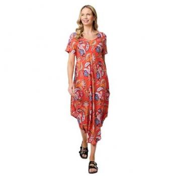 Izabel London Women's Orange Paisley Midi Dress – Size 10