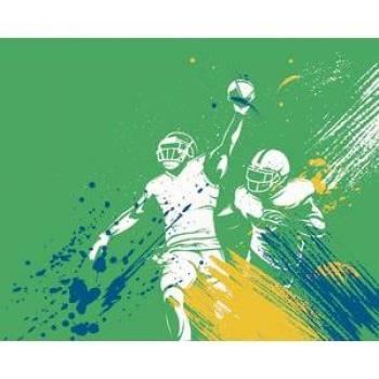 Origin Murals American Footballers Paint Splash Green and Blue Wall Mural