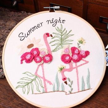 Kit de broderie décorative flamant rose