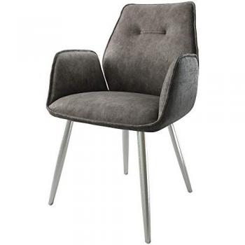 Fauteuil Zoa-Flex anthrazit vintage 4-pieds conique acier inoxydable