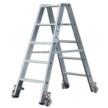 Basculette double en aluminium avec roulettes, 10 marches (2×5)