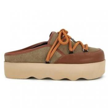 Zoccoli Scholl Lindsay in Magnesite e Brandy con Tallone Alto