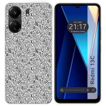 Estuche de goma con grafiti de letras para Redmi 13C