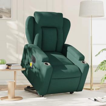 Poltrona de Massagem Elétrica VidaXL, Tecido Verde Escuro, Elevação Acústica
