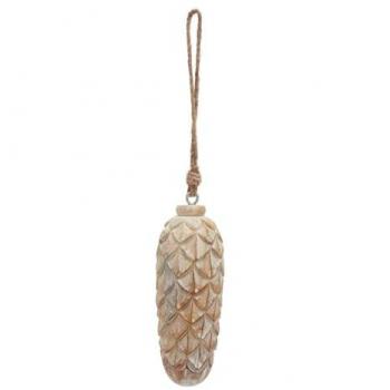 Antique Brown Pine Cone Décor Bauble – 6 cm × 6 cm × 10 cm – Hand‑Painted White Wash
