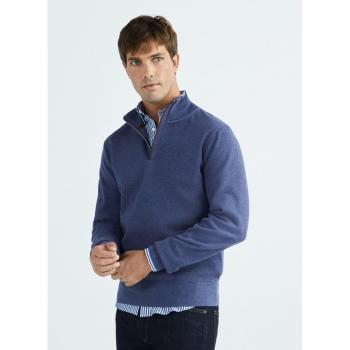 Gant Sacker Rib sweat à col zippé bleu pour homme