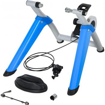 HOMCOM Rollentrainer für Fahrräder mit 8-Stufen Widerstand und Magnetbremse, 26-29 Zoll, Blau, 77x56x47,5cm