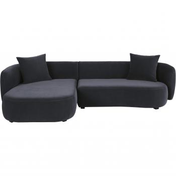 Sofa d’angle à accoudoirs gauches – Anthracite velours – 4/5 places – Dimensions 300×82×163 cm