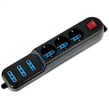 Striscia Elettrica 3 Prese Italiano/Shuko 10A/16A Nero