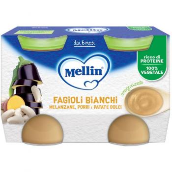 Mellin Omogeneizzato Fagioli Bianchi/melanzane 2x130g 6mesi+ Mellin