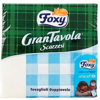 Foxy Gran Tavola 43 Tovaglioli 33x33 2 Veli Carta Scozzese Assortiti