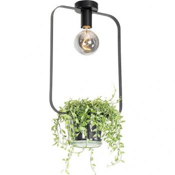 QAZQA Rectangular Black and Glass Ceiling Light