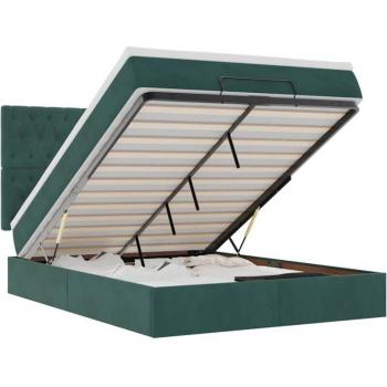 Velours Ottoman‑lit cadre vert foncé 140x200 cm