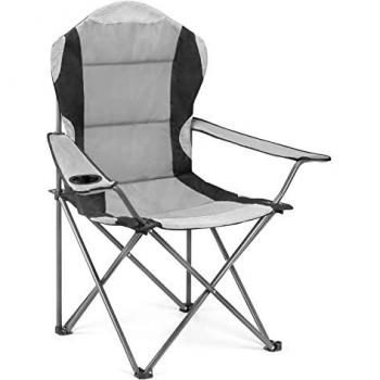 Chaise Hyfive Pliable Camping Rembourrée Noir avec Porte-Gobelet et Dossier Haut