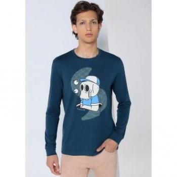 Camiseta de Manga Larga Six Valves Azul Oscuro