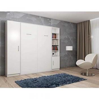 Smart‑V2 Armoire‑Lit Escamotable Blanc – Couchage 160 cm + 2 Colonnes