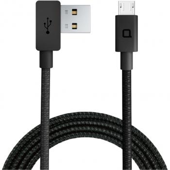 Cavo Ricarica 2,4A Micro USB 90° Nonda 1,2 m Fibra Miliotare Nero