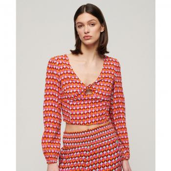 Blusa Superdry 70's Geo Rosa a Maniche Lunghe XS