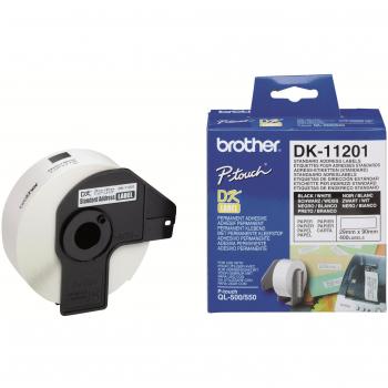Brother DK-11201 Address Labels, Black on White, 400 Labels