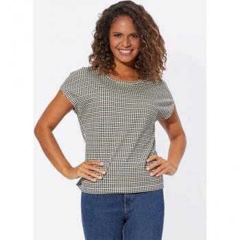 T-shirt en coton rayé marine-jaune