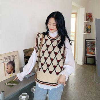 Gilet Tricot Femme Style Coréen Motif Cœurs Volants Sans Manches T485
