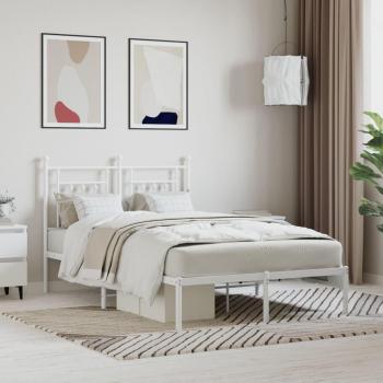 Cama metálica blanca con cabecero 135x190cm