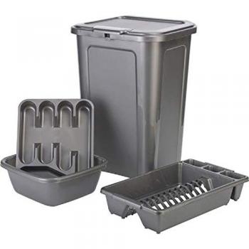 Tontarelli 45 Liter Silver Kitchen Recycling Bin Kit – 4 Pieces