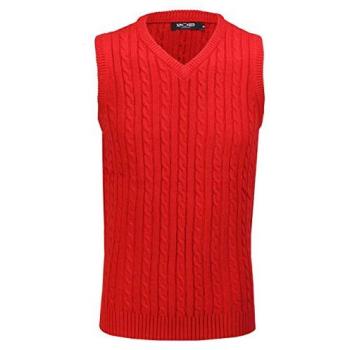 Red Knitted V-Neck Jumper for Men – XPOSED, Size Small