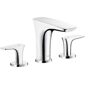 Hansgrohe PuraVida 3‑Tiefen-Wasserhahn – 100 mm Push‑Open-Auslauf, Chrom Finish