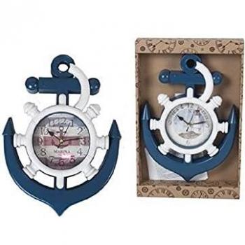 Reloj de pared ancla marina 33x24 cm Azul