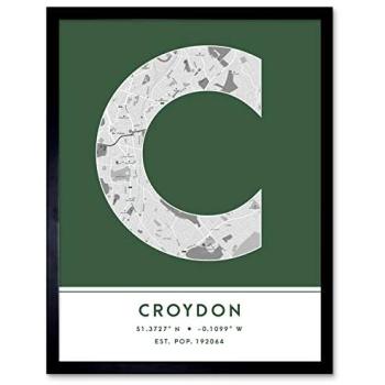 Modern Croydon UK Map Framed Print