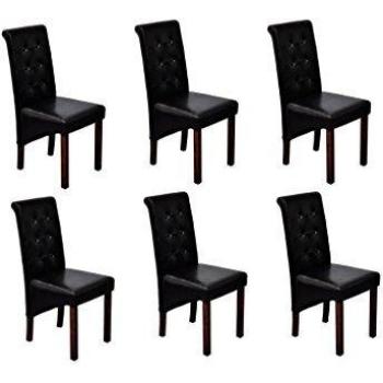 Sillas de Comedor 6 Piezas Cuero Sintético Negro