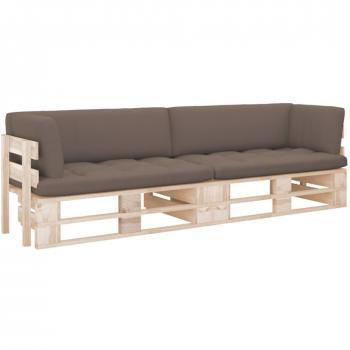 Canapé 2 places en palette avec coussins en bois imprégné