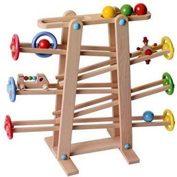 Circuit à billes Rollipop en bois naturel