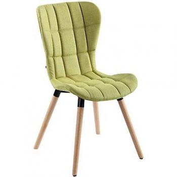 Chaise Odda tissée vert – surface assise coussinée, piètement hêtre