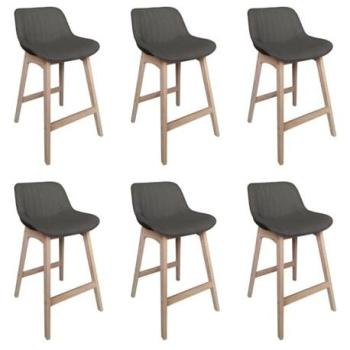 Lot de Chaises d'Îlot Mellow en Chêne et Tissu 65cm