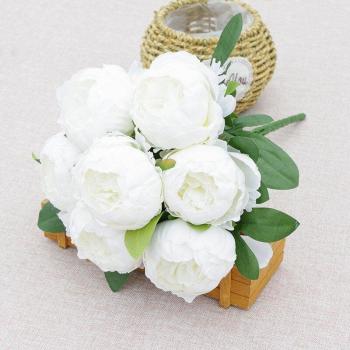 Luxury 7-Bouquet Silk Peony Trio – Wedding Tabletop & Living Room Charm