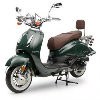 Burnout Retro Motorroller EasyCruiser Eco Dunkelgrün 50ccm 45 km/h Moped mit USB Ladedose