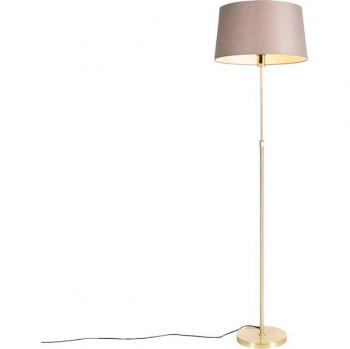 Gold/Brass Floor Lamp with Taupe Linen Shade 45 cm