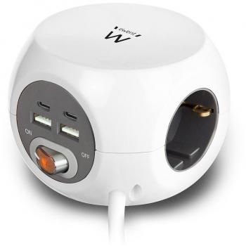Ewent, multiprise 3 prises avec 2 ports USB-C et 2 ports USB (Ew3957)