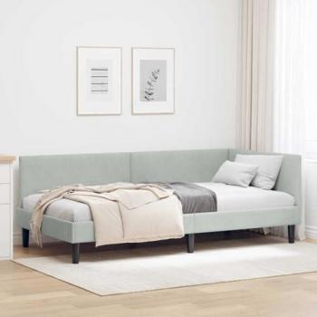 Cornice di letto ad angolo grigio perla 90x200 cm