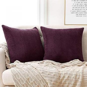 Deconovo Set of 2 Super Soft Corduroy Cushion Covers 20x20 Inches