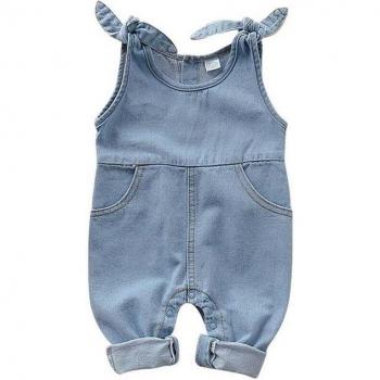 Combinaison unie en denim pour garçons et filles