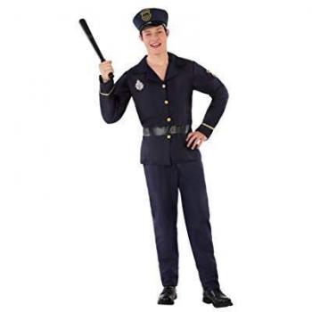 Atosa-61626 Disfraz Policía Adolescente Hombre Negro Color