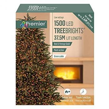 Vintage Gold & Red 1500-LED TreeBrights Multi‑Use Christmas Lights (37.5 m, Timer)