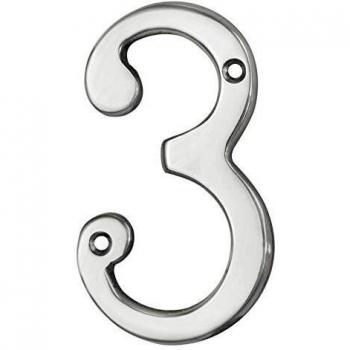 Carlisle Brass Polished Chrome No. 3 Numeral Face Fix, 76mm