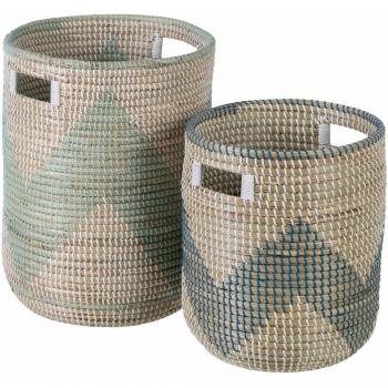 Bigbuy Home Cestos de Algas Marinas Natural Gris 38 X 38 X 50 Cm
