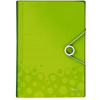 Leitz A4 Expanding File with 6 Compartments, Elastic Band Fastener, Metallic Green